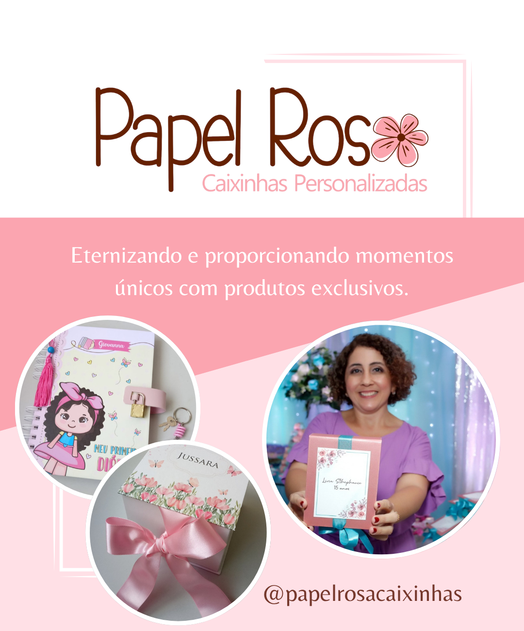 Papel Rosa Caixinhas Personalizadas