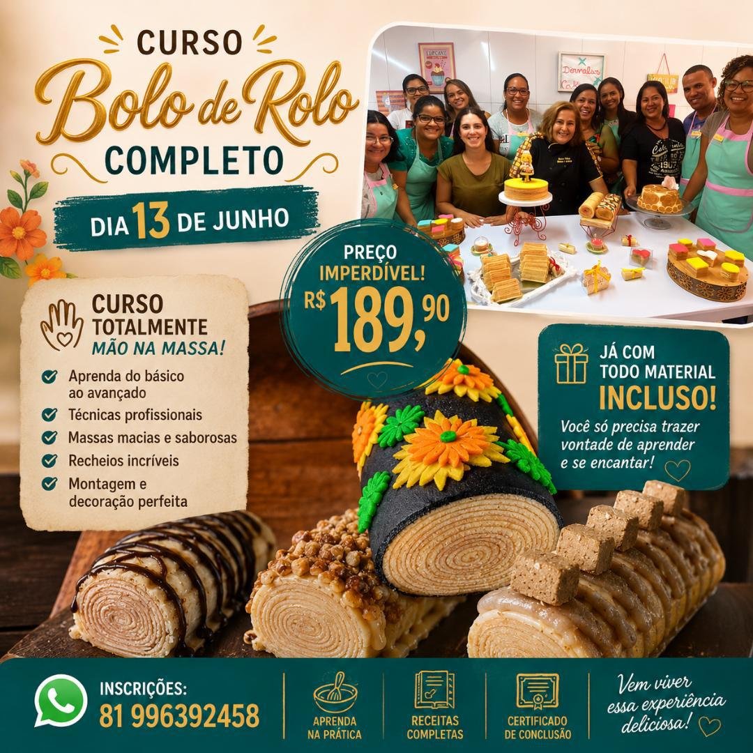 Curso de Bolo de Rolo com Vania Padilha